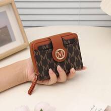Vintage M Letter Short Wallet For Women, Multi-Function Card Holder With Multiple Slots And Zipper Coin Purse - Multicolor - View 15