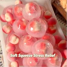 1pc New Peach High Transparency Ice Cream Sensation Squishy Toy, Handmade Squeeze Stress Relief Decor, Relieve Anxiety - Multicolor - View 2