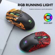 T-WOLF X5 Tri-Mode Gaming Mouse Wireless Bluetooth Anti-Slip Grip 1000Hz Polling Rate Lightweight Gaming Mouse For PC Competitive Gaming Business Office With Cute Stickers - View 3