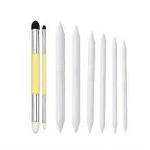 Set 8 Alat Sketsa dan Pencampur Warna, Kuas Spons dan Alat Pencampur Warna Kertas, Cocok untuk Pelajar dan Seniman yang Menggambar dengan Arang. - Blender gambar 8 bagian - View 8