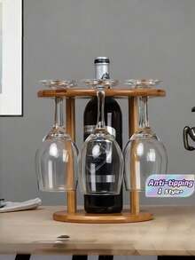 Estante de madera 100 pino macizo Diseño europeo elegante y funcional para copas de vino tinto. Soporte colgante creativo con sistema antivuelco integrado: , estable y perfecto para exhibición suspendida. Ideal para cocina, barra, salón o despacho. Incluye montaje fácil (tornillos y anclajes incluidos) y dis - Ver 1