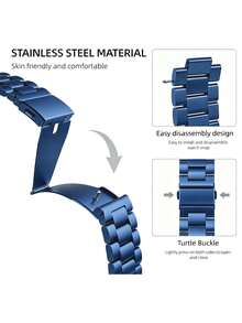 Stainless Steel 3-Bead Watch Band And Watch Case, Premium Business Watch Band + Case Set, Men's And Women's Blue. Compatible With Apple Watch 40mm/44mm/41mm/42mm/45mm/46mm/49mm, And Ultra/SE/S11/S10/S9/S8/S7/S6/SE/S5/S4 Series. Men's Watch Accessories, Summer Beach Outdoor Vacation Gift, Stainless Steel Jewelry, Graduation Season Halloween Gift - Blue - View 10