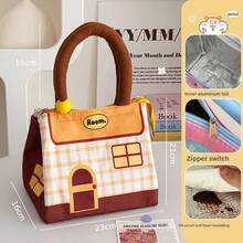 1 buah Tas Bekal Makan Siang Portabel Berinsulasi Kapasitas Besar, Tas Bekal Persegi Panjang Motif Rumah Lucu dan Estetis, Hadiah Natal, Tas Bekal Musim Dingin untuk Sekolah, Kerja, Liburan, dan Pelajar yang Dapat Digunakan Kembali - MultiWarna - View 6