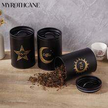 Myrothcane 3Pcs Star Moon Sun Pattern Airtight Storage Jar Large Capacity Food Container For Kitchen Coffee Tea Sugar Organization - Black - View 4