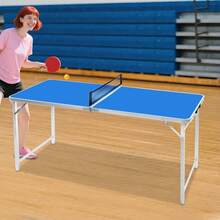 SanBouSi Portable & Foldable Pong Table Table Foldable Ping Pong Table For Indoor & Outdoor Foldable Ping Pong Table - Blue and Silver - View 3