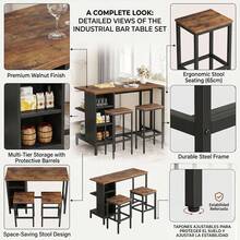 Dining Table & Chair Sets - Coffee Brown - View 8