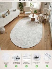 BONNY HOME Gray Oval Scandinavian Design Area Rug, Viora 7030, Machine Washable, Robot Vacuum Friendly, Low Pile, Easy To Clean, Pet Friendly For Living Room, Bedroom And Dining Room - Grey - View 4