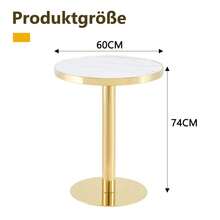 Modern Round Side Table With A Gold Stainless Steel Frame And Marble-Look Top For The Living Room, Luxury Side Table With A Sturdy Base. - 白色+金色+MDF - 查看 4