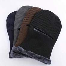 1 pieza Pasamontañas Máscara Facial Completa, Pasamontañas a Prueba de Viento para Invierno, Calentador de Cuello, Máscara Facial Transpirable a Prueba de Frío, Máscara de Esquí, Deportes al Aire Libre, Gorro de Punto de Felpa Grueso y Cálido para Invierno, Unisex, Adecuado para Uso al Aire Libre o Ciclismo (Color del Forro del Gorro Aleatorio) - A - Ver 9