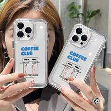 Coffee Club Clear Phone Case For IPhone 11 12 Mini 13 Pro 14 15 Plus 16 17 Pro Max XS X XR 7 8 Plus 16E Air TPU Shockproof Cover - Y3-T16196 - 查看 6