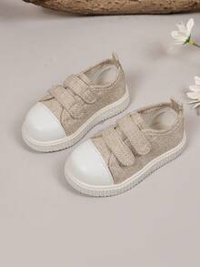 1 Pair Khaki Baby Toddler Soft Toe Cap Protective Casual Sports Skate Shoes, Hook And Loop Easy On/Off Design, Soft Sole Walking Shoes, Suitable For All Seasons, School, Campus, Daily, Outdoor, Leisure, Travel, Kids Shoes - Khaki - View 5