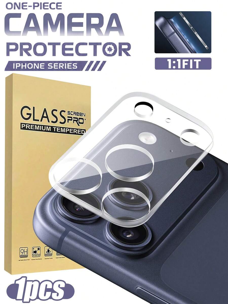 1pc Full Coverage Camera Lens Protector, Compatible With IPhone 18 Pro/18 Pro Max/17 Pro Max/16 Pro Max/17 Air/15/14/13/12/11, Rear Lens Glass Accessory - Clear - View 1