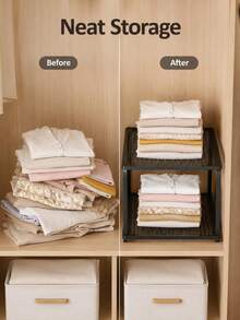 Expandable Shoe Rack / Closet Organizer – Space-Saving Vertical Storage Unit With Adjustable Height; Suitable For Clothing, Shoes, And Cabinets; Easy To Install; Features A Minimalist Design And Sturdy Construction For Home Organization. - Multicolor - View 7