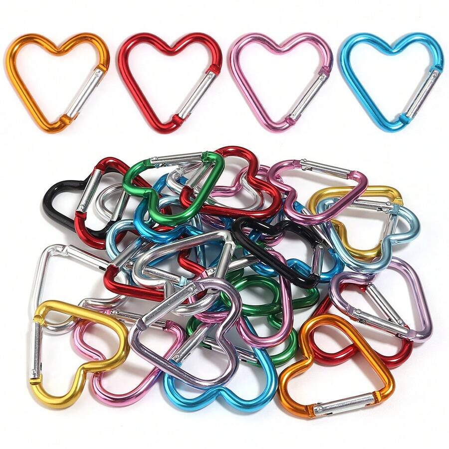 5pcs/Pack Large Heart-Shaped Zinc Alloy Spring Snap Hooks 43X42mm, Colorful Heart-Shaped Keychain Clasp, Bag Buckle, DIY Hanging Hook Material Accessory