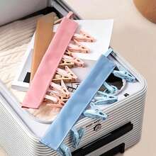 2/3pcs Foldable Clothes Hanger With 6 Clips, Thickened Plastic Material Sturdy And Durable, Can Hang Multiple Underwear, Socks And Small Garments At Once, Essential For Travel, Home And Dorm Storage, Small Garments No Longer Without A Place To Hang, Portable Clip Clothes Hanger, Random Color - Random Color - View 8