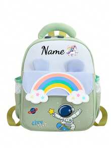 1pc Mini Back To School Personalized Customized Fashionable Cute Cartoon Rainbow, Unicorn, Astronaut Theme Backpack, Zipper Closure Nylon Material, Adjustable Shoulder Straps, Handheld, Suitable For School, Shopping, Outdoor Travel, Daily Use. Birthday Gift. - Multicolor - View 19