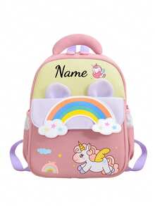 1pc Mini Back To School Personalized Customized Fashionable Cute Cartoon Rainbow, Unicorn, Astronaut Theme Backpack, Zipper Closure Nylon Material, Adjustable Shoulder Straps, Handheld, Suitable For School, Shopping, Outdoor Travel, Daily Use. Birthday Gift. - Multicolor - View 18