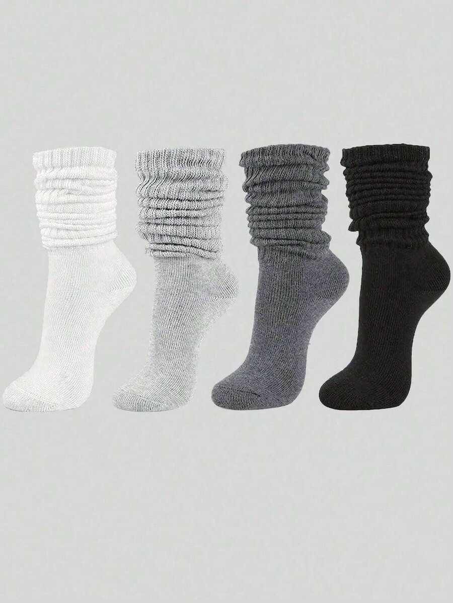 1/3/6 Pairs Women's Autumn/Winter Knitted Socks, Casual Socks, Women's Tight Ankle Socks, Women's Tight Knee-High Socks, Fit Shoe Size - Multicolor - View 1