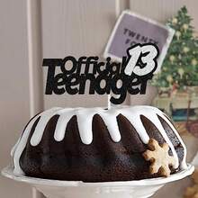 ! 13 Official Teenager Black Sier Glitter Birthday Cake Topper 13th Birthday Party Decorations Plies For Teens - As Pic - View 4