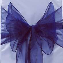 10pcs Organza Chair Back Decorative Ribbon, Navy Blue Organza Bowknot Chair Decorations For Wedding, Banquet Dining Table Decor, 18cm Wide, 275cm Long, Needs DIY Tied Into Bow Shape, Glass Yarn Chair Back Veil Party Decorations, Organza Tent, Staircase Organza Flower, Outdoor Tent Decor, Wedding Ceremony, Graduation Party, Back-To-School Ceremony Atmosphere Props, Gift Packing Decorative Ribbons - Multicolor - View 4