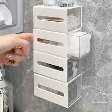 Easy To Install Wall-Mounted Plastic Storage Rack, Storage Box, Suitable For Bathroom And Dorm, No Drilling Required, Can Store Cosmetics, Hairbands And Powder Puffs, Lightweight - Multicolor - View 7