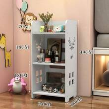 2-In-1 Design Deer Hollow Bedside Cabinet, One With Hidden Storage Door, One With Multi-Layer Open Storage No Door, 24*18cm Narrow Mini Bedside Table, Floor-Standing Bedroom Skincare Storage Cabinet, Modern White Small Storage Stand, Can Hold Clock, Doll, Skincare Products, Decorative Items, Space-Saving Furniture For Small Bedroom And Dorm - White - View 7