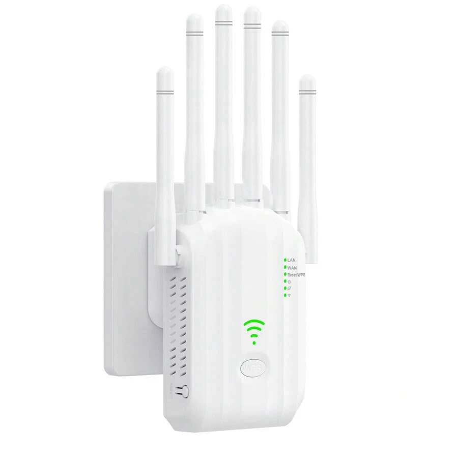 Penguat/Penguat Sinyal WiFi - Repeater Jaringan Rumah, Jangkauan 1500 Kaki Persegi, Mendukung 100+ Perangkat Secara Bersamaan, Dual Band 5GHz/2.4GHz, Penetrasi Sinyal Kuat 300Mbps, Penguat Sinyal Nirkabel Jarak Jauh dengan Port Ethernet - Steker Tipe AS A (110-127V) - View 1