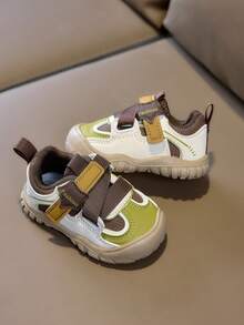 Sepatu Fungsional Luar Ruangan untuk Balita dengan Desain Blok Warna, Perekat Velcro Dua Lapis, Sol Karet Tebal, Lapisan Dalam yang Bernapas, Sepatu Kasual Ringan Tanpa Tali. - Khaki - View 3