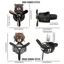15pcs Random Style Rotating Propeller Pilot Bear Airplane Car Air Vent Aroma Clip, Funny Cartoon Husky Humorous Fragrance Diffuser, Dashboard Aroma Ornament Fan Pendant Interior - Random - View 3