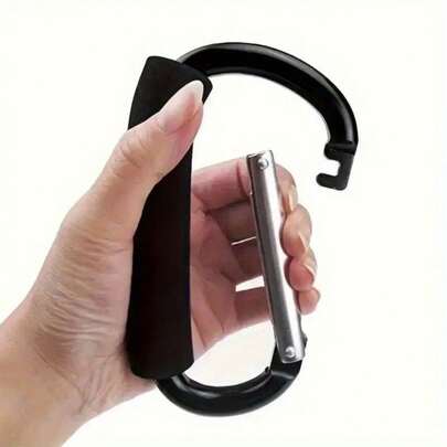 Carabiner berbentuk D dari paduan aluminium yang tahan lama dengan pegangan karet yang nyaman, gesper geser rol besar, cocok untuk aktivitas luar ruangan, perjalanan, pengait kereta bayi, berkemah, mendaki, aksesori tas, trekking, memancing.