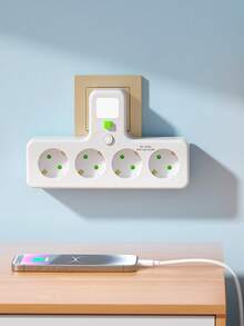 Convertidor de 1 a 4 con interruptor, luz nocturna multifuncional, regleta de enchufes de varios orificios, toma de corriente doméstica con enchufe EU, 4 tomas - Ver 3