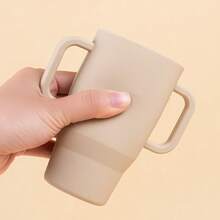 Silicone Large Capacity Straw Cup With Handle, Kids Anti-Drop Learning Cup, INS Macaron Solid Color Portable Water Cup - Multicolor - View 5
