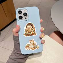 50PCS Cozy Autumn Woodland Animals Reading Stickers For Water Bottles Phone Case Laptops Gifts Stickers - Burnt Orange - View 6