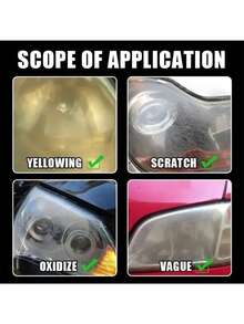 KineShineX Fluido de restauración de faros cerámicos para coche, limpiador de faros delanteros y traseros del coche, fluido de reparación de oxidación y arañazos de faros amarillentos, accesorios para coche - Multicolor - Ver 6