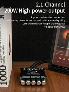 YS-MT21 50W * 2+100W 2.1-Channel Bluetooth Digital Amplifier Module With High, Low, And Super Bass Tones - Black - View 8