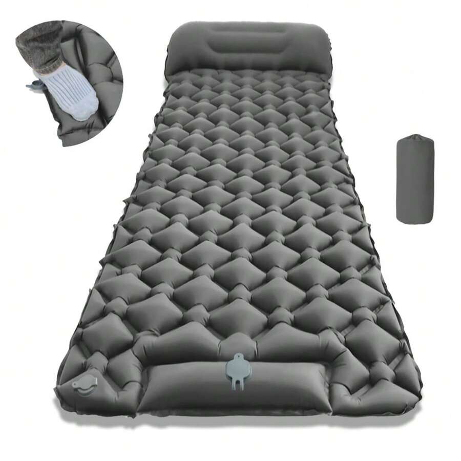 Ultra-Lightweight Inflatable Camping Pad, Sleeping Pad With Built-In Pump And Pillow - Perfect For Camping, Outdoor, Beach, Hiking, Outdoor Adventure, Inflatable Beach Bed, Pool, Gift For Friends, Mother's Day Gift - A - View 1
