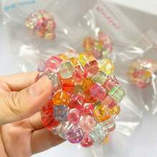 1pc Sensory Fidget Toy: Colorful Mesh Squeeze Ball With Finger Beads, Soft Tactile Stress Relief Toy For Anxiety, Tension Release And Mindfulness, Suitable For Kids And Adults, Perfect Gift For Wedding Season - Multicolor - View 4