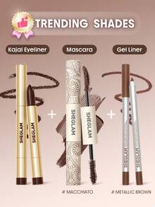 SHEGLAM [3Pcs] Bold Bronze Moves 眼線筆、睫毛膏和眼線筆套組 品牌美妝化妝品 適合女士與女孩 - 防水瑪奇朵+棕色+金屬棕色 - 查看 2