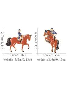 2pcs Creative Cartoon Vintage Knight Riding Horse Alloy Brooch, British Equestrian Oil Drop Badge Clothing Accessory, Backpack & Jacket Decoration - C3589 - View 7