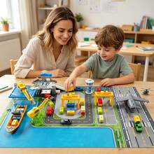 1pc Container Port Transport Toy Set, Transport Ship Toy Set With Containers, Transport Ship, Transport Plane, Transport Ship, Map, Perfect Birthday, Halloween, Christmas, Thanksgiving, New Year Gift - Blue - View 2