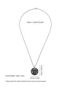 Gothic Halloween Ram Necklace For Men Women, Stainless Steel Layered Chain Pendant With Black Goat Head Charm, Dark Animal Jewelry Accessories - Silver - View 8