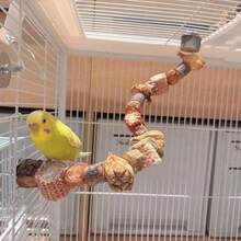 鸚鵡咀嚼玩具 虎紋鳥架 虎紋鸚鵡磨嘴攀爬咬啃裝置 鳥籠配件 牡丹 - 1個訓練圈 - 查看 5