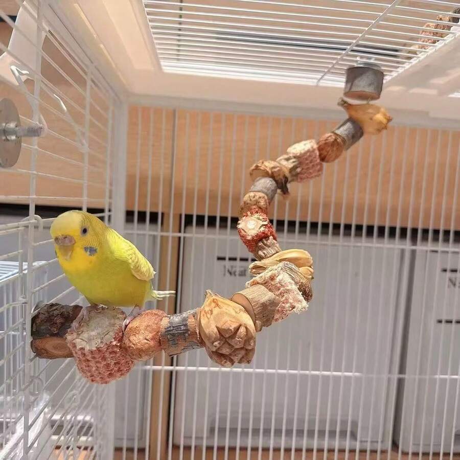 Parrot Chewing Toy Tiger Stripe Bird Stand Tiger Stripe Parrot Mouth Grinding Climbing Biting Device Bird Cage Accessory Peony - 1pc Training Hoop - View 1