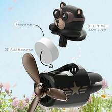 15pcs Random Style Rotating Propeller Pilot Bear Airplane Car Air Vent Aroma Clip, Funny Cartoon Husky Humorous Fragrance Diffuser, Dashboard Aroma Ornament Fan Pendant Interior - Random - View 9