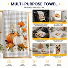 2/4/6/8pcs Pumpkin Pattern Kitchen Towel Set, Machine Washable Absorbent Dish Cloths And Decorative Hand Towels, Suitable For Autumn, Thanksgiving, Halloween Kitchen And Home Decor - Multicolor - View 6