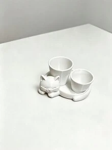 1 pieza Jarrón mini para suculentas con forma de gato perezoso, decoración impresa en 3D de una sola pieza, jarrón minimalista blanco para escritorio, figura de gato, multiusos, regalo para amigos - multicolor - Ver 9