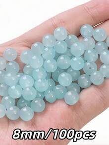 100 hạt thủy tinh xanh đậm 8mm, hạt spacer tròn nhẵn làm trang sức DIY vòng tay vòng cổ, phụ kiện hạt trang trí thủ công - Nhiều màu - Xem 14