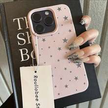 INS Gray Stars Phone Case For IPhone 15 14 13 12 17 Pro Max Air XS Max XR Plus 16e Shockproof Soft Cover For IPhone 16 Pro Max - T11062 黑色 - 查看 8