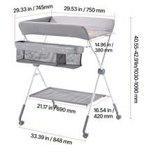 Baby Changing Table, Foldable Diaper Change Station With Side Basket, Adjustable Height Portable Changing Table With Lockable Wheels, Multi-Functional Storage Organizer Nursery, Light Gray - Foldable, Light Gray, X-shape, 4-tier - View 10