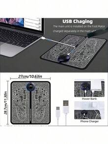 AXH. Electric Foot Massage Mat, Muscle Relaxation Trainer, Suitable For Massage, Fitness, Outdoor Sports, Home Relaxation - Black - View 3